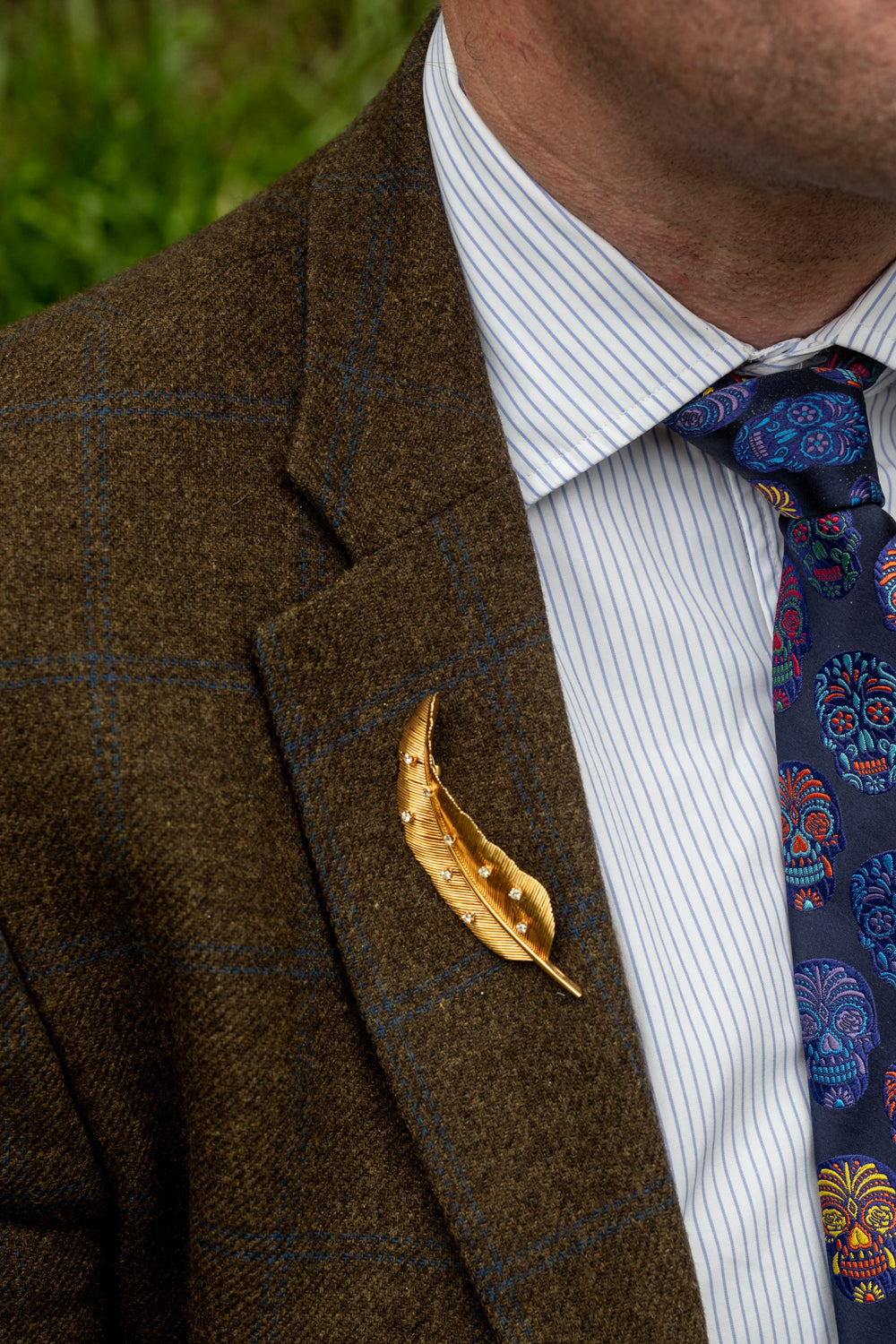 Gold and Diamond Feather Brooch - Wildsmith Jewellery