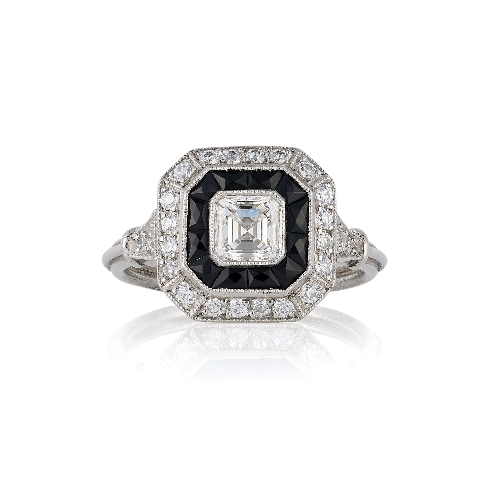 Art Deco Style Onyx & Diamond Ring - Wildsmith Jewellery