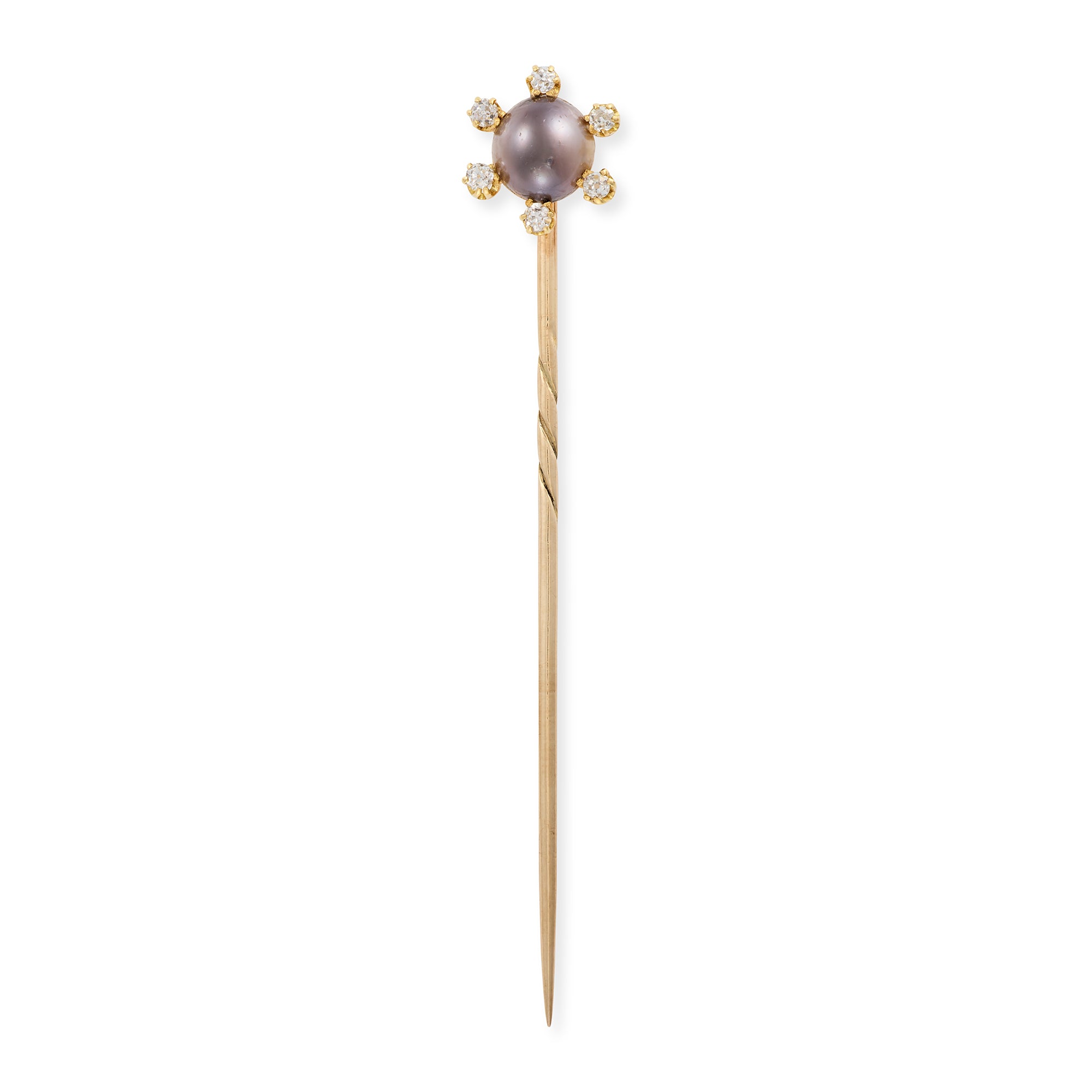 Victorian Tahitian Pearl and Diamond Stickpin - Wildsmith Jewellery