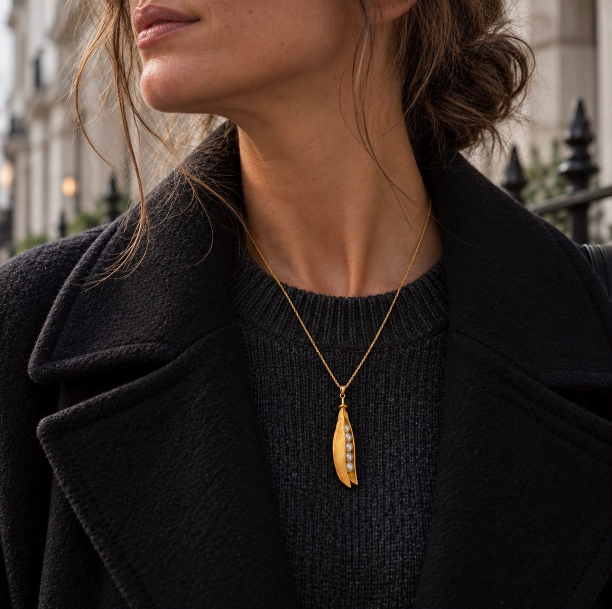 Gold & Pearl Peas in a Pod Pendant - Wildsmith Jewellery