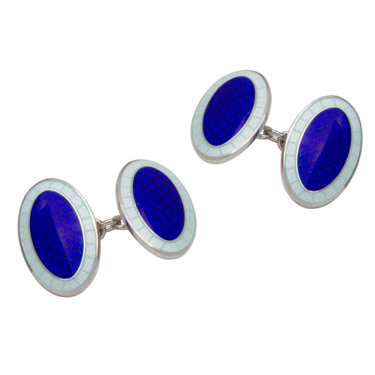 Oval Hand Enamelled Cufflinks - Wildsmith Jewellery