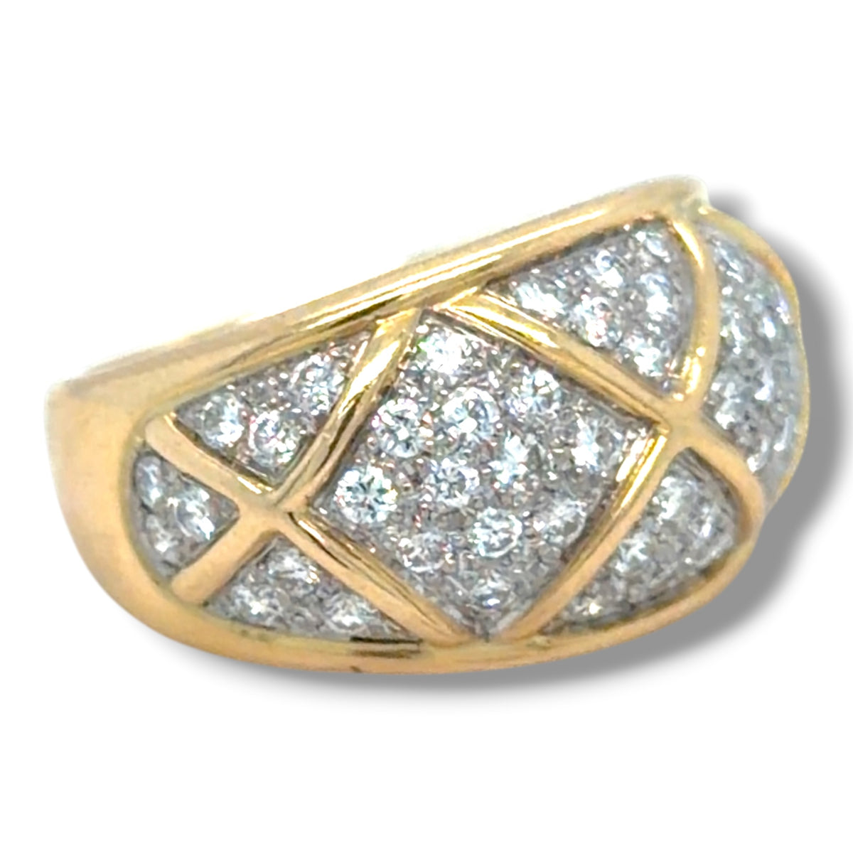 Vintage 18ct Gold Diamond Bombé Ring, c.1970