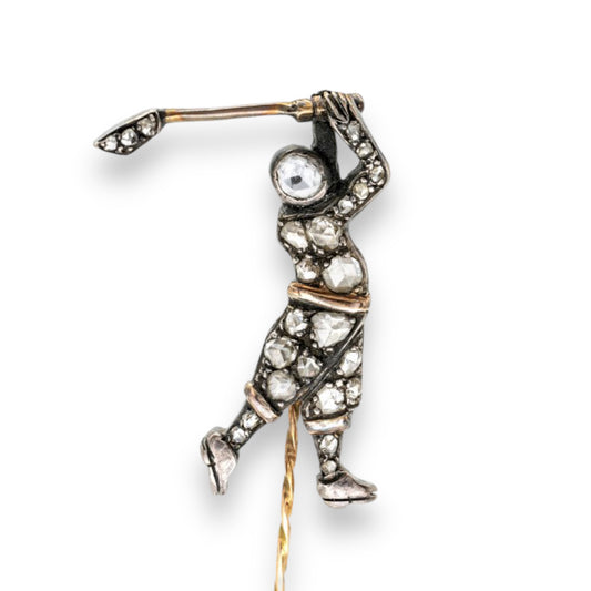 Antique Diamond Golfer Stickpin - Wildsmith Jewellery