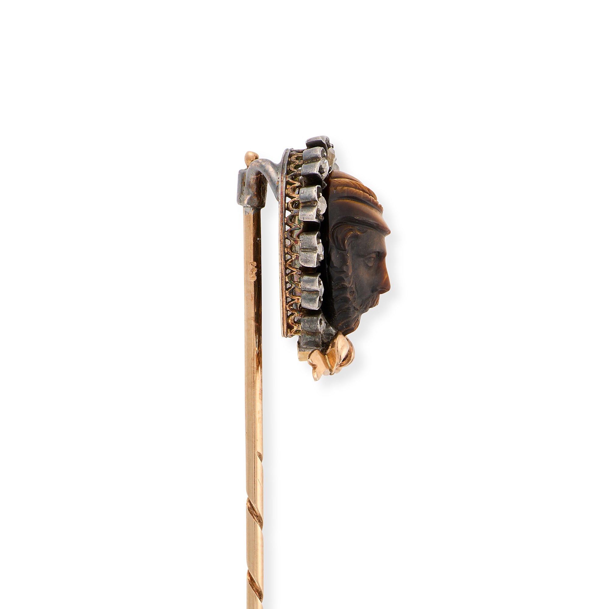 Tiger's Eye & Diamond Arabian Head Stickpin - Wildsmith Jewellery