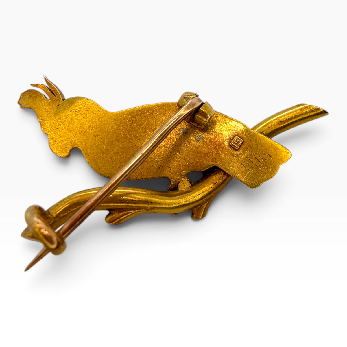 Victorian 15ct Gold & Ruby Parrot Brooch
