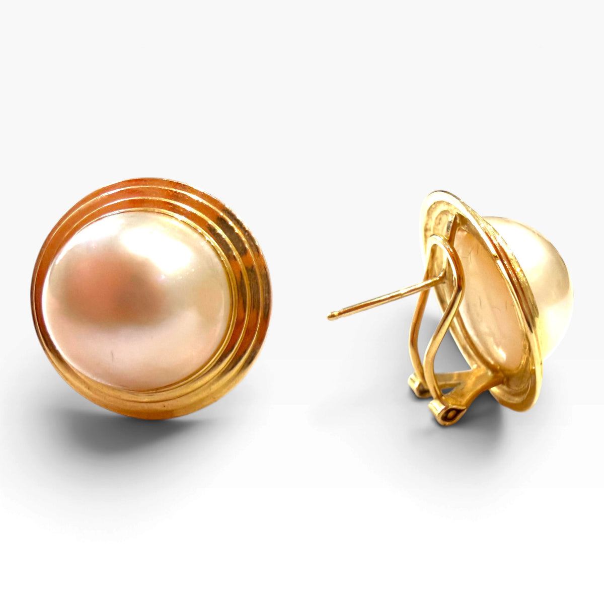 Vintage 14ct Gold & Mabé Pearl Earrings