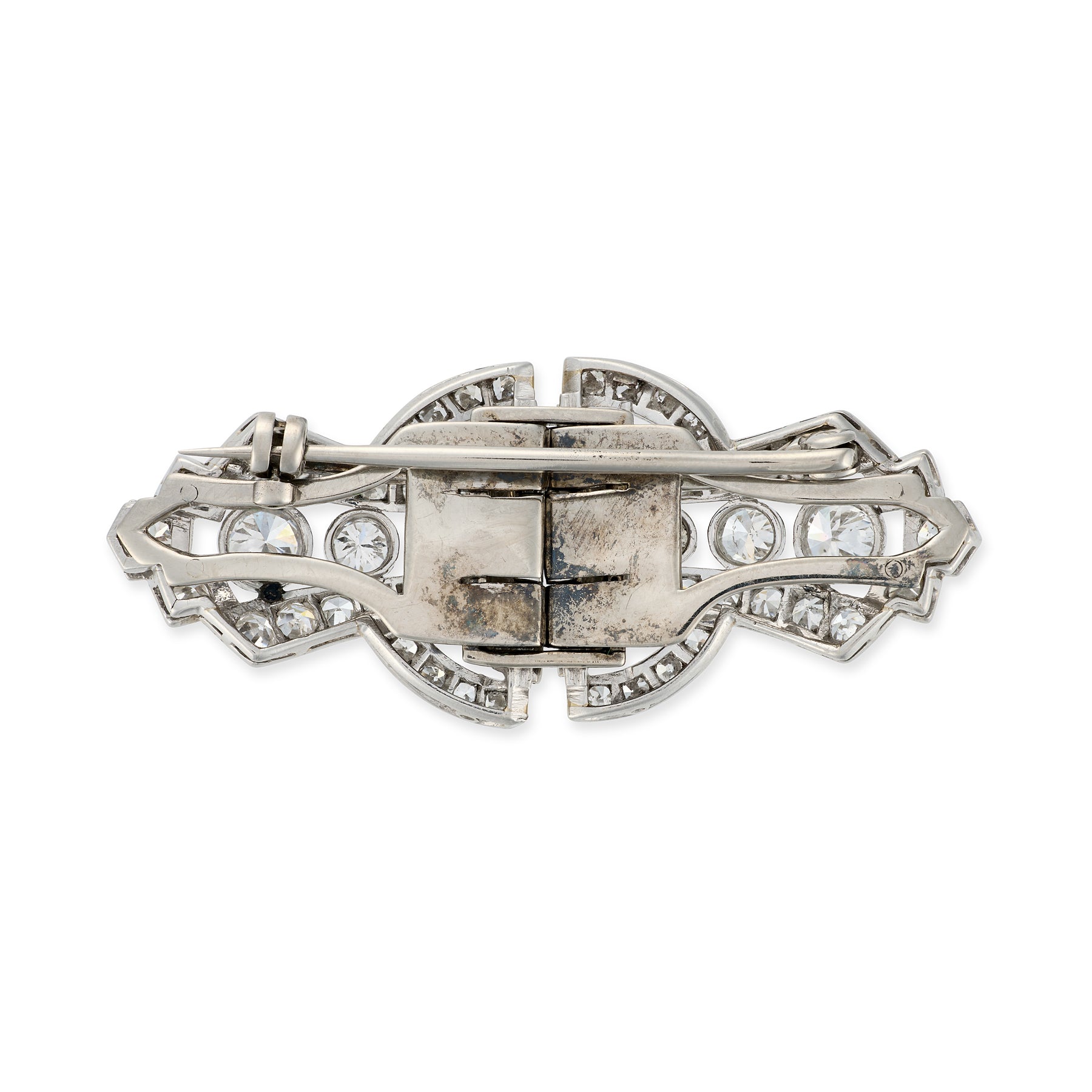 Art Deco Diamond Double Clip Brooch - Wildsmith Jewellery