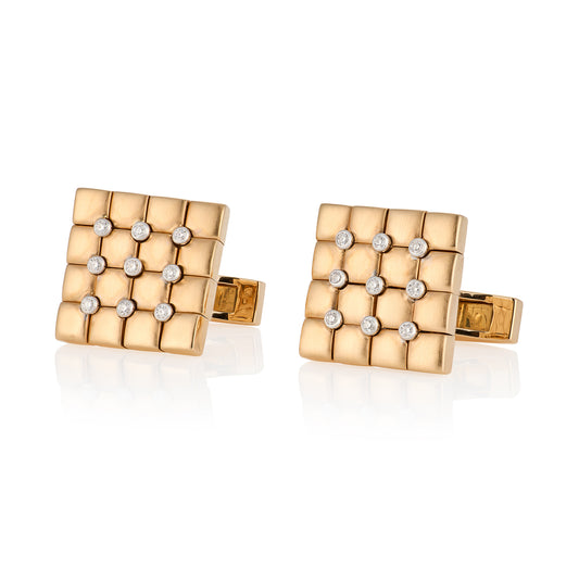 18ct Rose Gold & Diamond Cufflinks - Wildsmith Jewellery