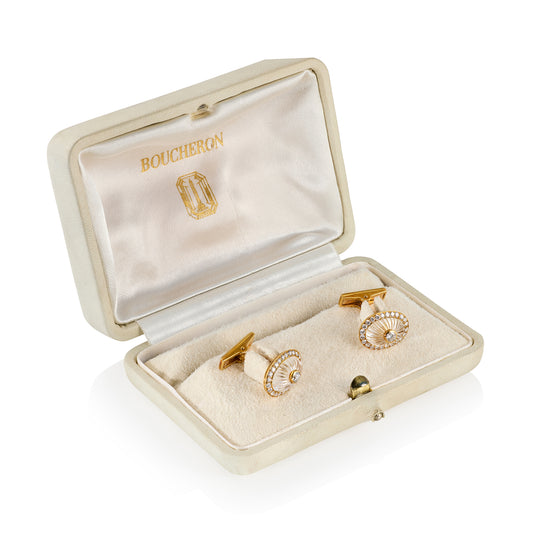 1960's Rock Crystal & Diamond Cufflinks by Boucheron - Wildsmith Jewellery