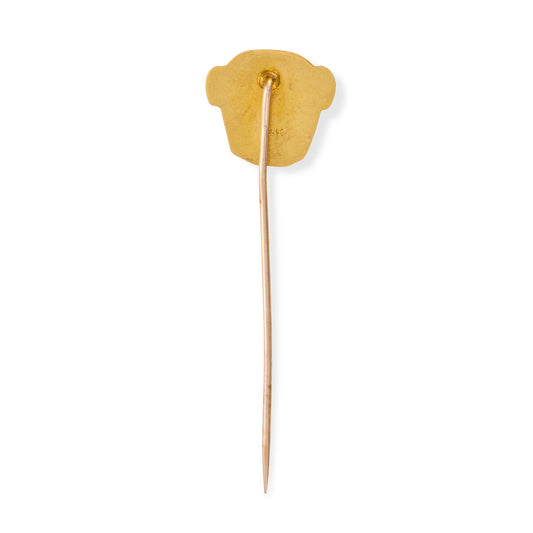 Edwardian 14ct Gold Ruby-Eyed Pug Stickpin, c.1900