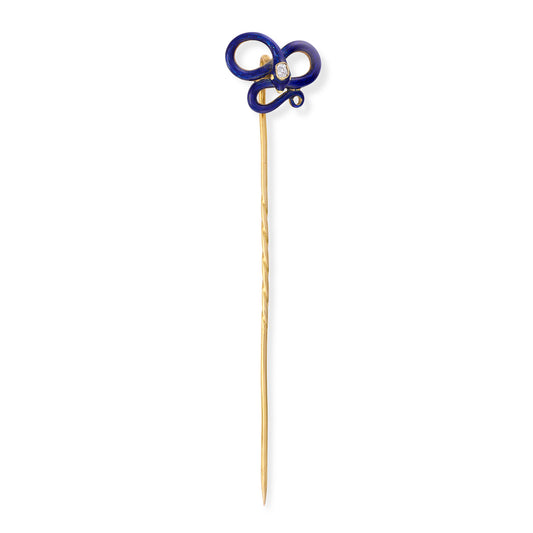 Victorian Enamel & Diamond Snake Stickpin