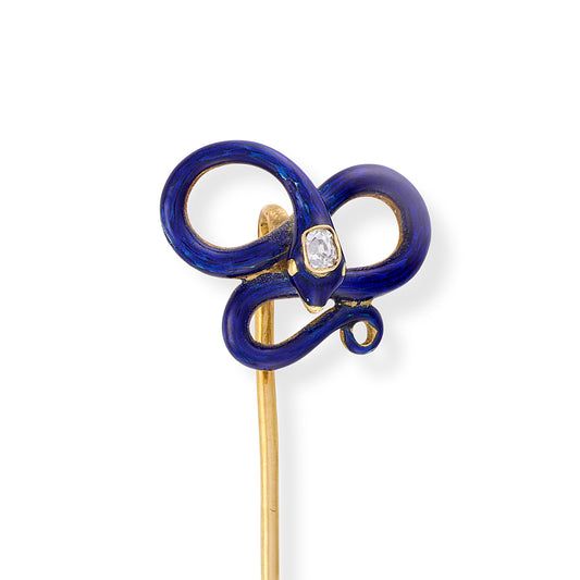 Victorian Enamel & Diamond Snake Stickpin