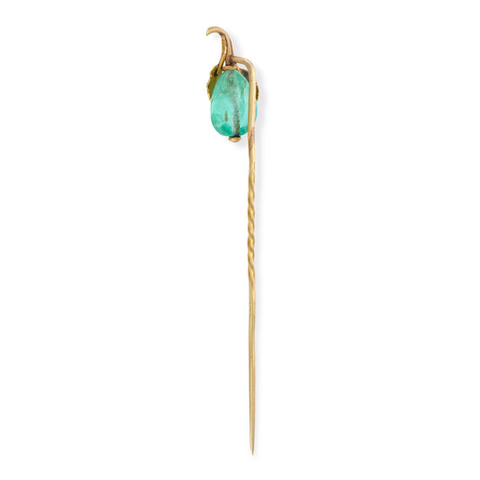 Belle Epoque Emerald & Gold Pear Stickpin