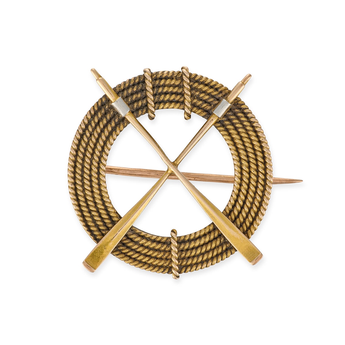 Victorian 15ct Gold Rowing Oars Brooch, c.1900