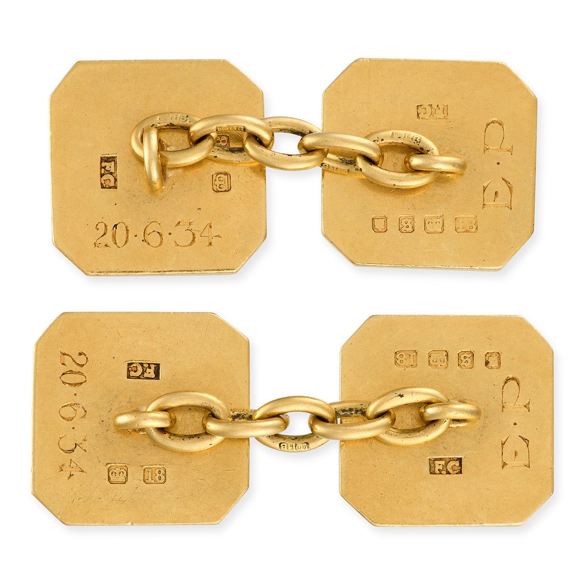 Art Deco Platinum & 18ct Gold Engine-Turned Cufflinks