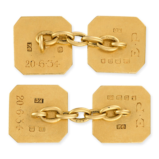 Art Deco Platinum & 18ct Gold Engine-Turned Cufflinks