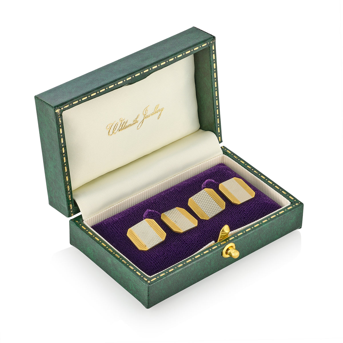 Art Deco Platinum & 18ct Gold Engine-Turned Cufflinks