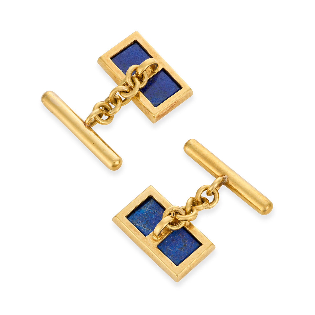 18ct Gold & Lapis Lazuli Rectangular Cufflinks, c.1980