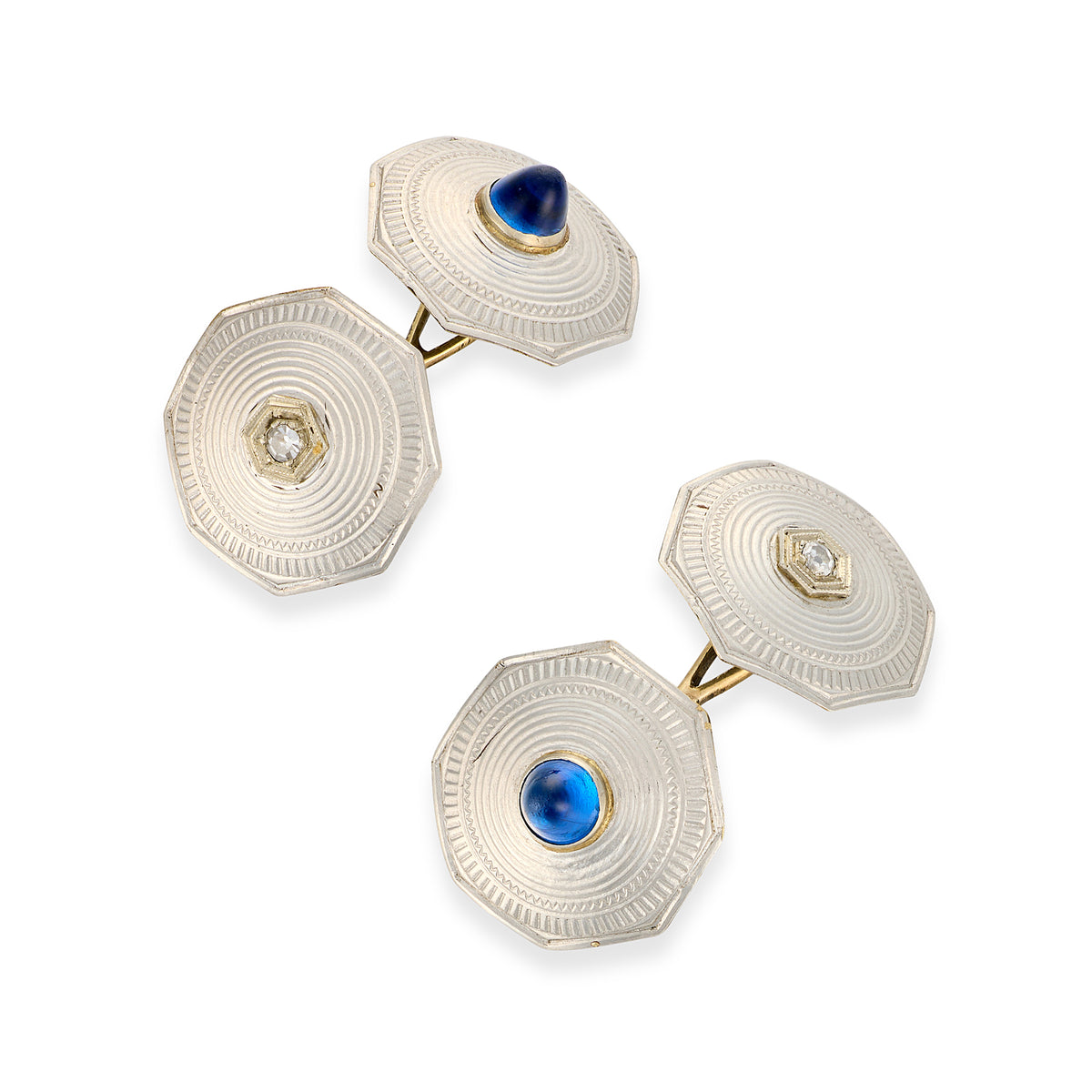 Art Deco Platinum Sapphire & Diamond Cufflinks