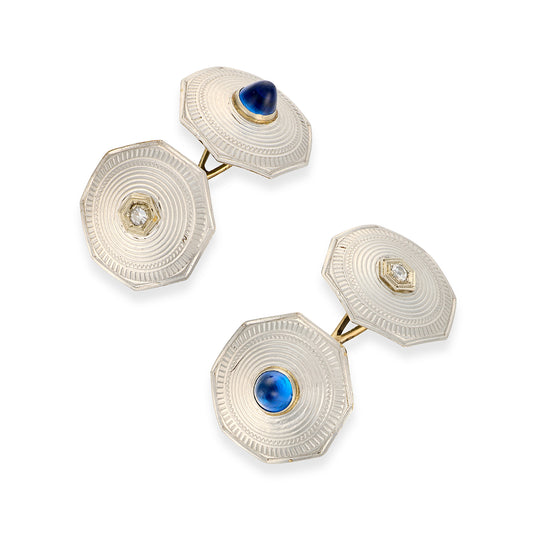 Art Deco Platinum Sapphire & Diamond Cufflinks