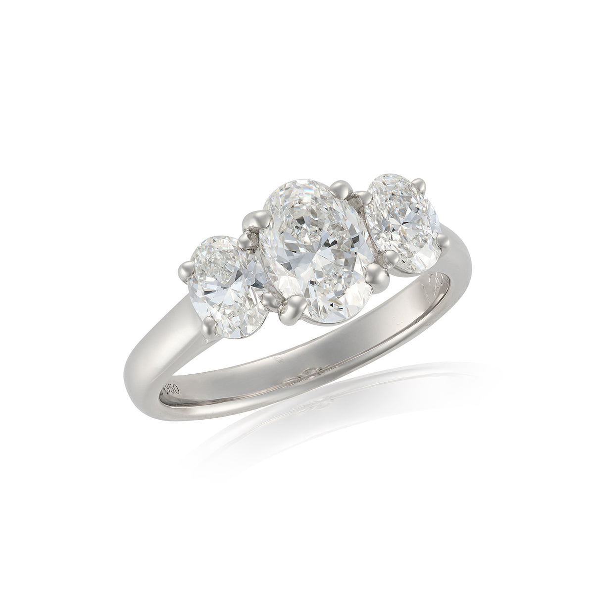 GIA-Certified 2ct Oval Diamond Three-Stone Engagement Ring