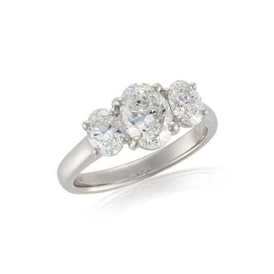 GIA-Certified 2ct Oval Diamond Three-Stone Engagement Ring