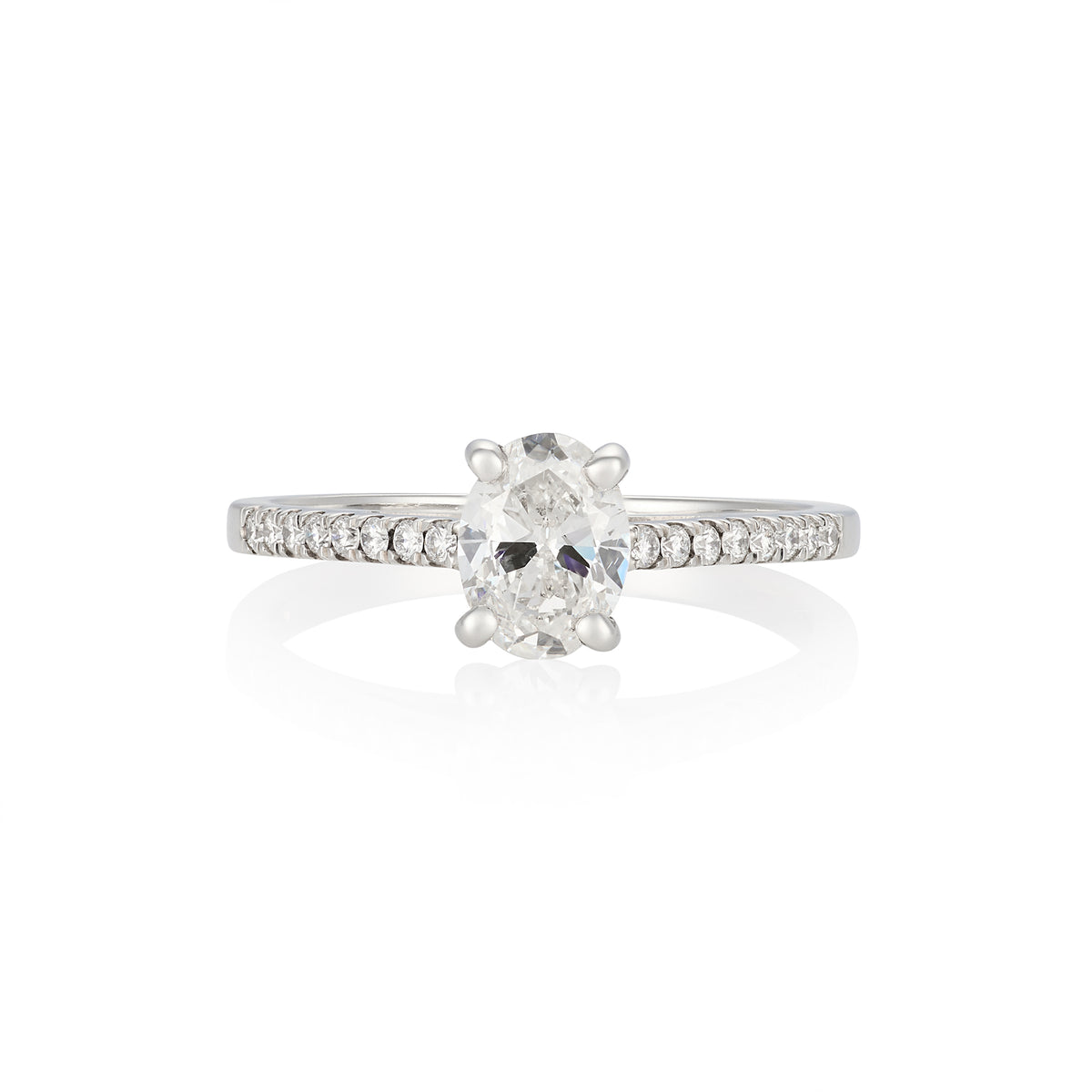 GIA-Certified 0.8ct Oval Diamond Platinum Engagement Ring