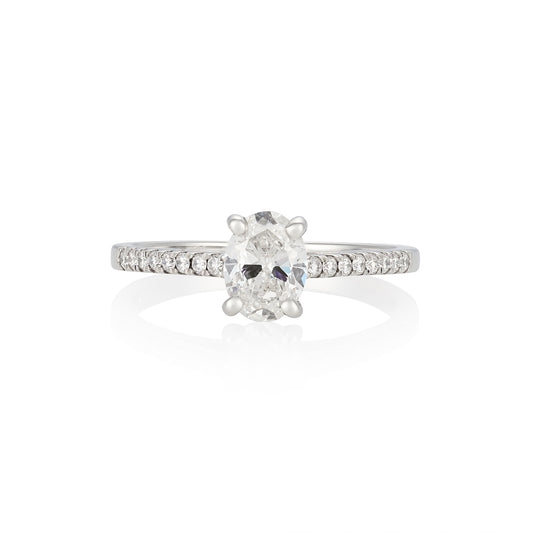 GIA-Certified 0.8ct Oval Diamond Platinum Engagement Ring