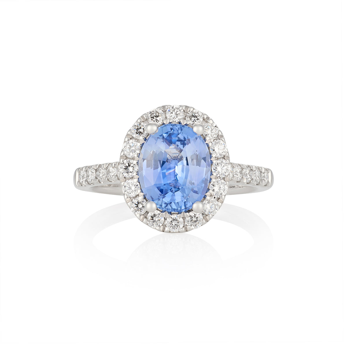 Platinum Sapphire & Diamond Cluster Ring