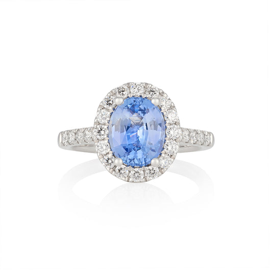 Platinum Sapphire & Diamond Cluster Ring