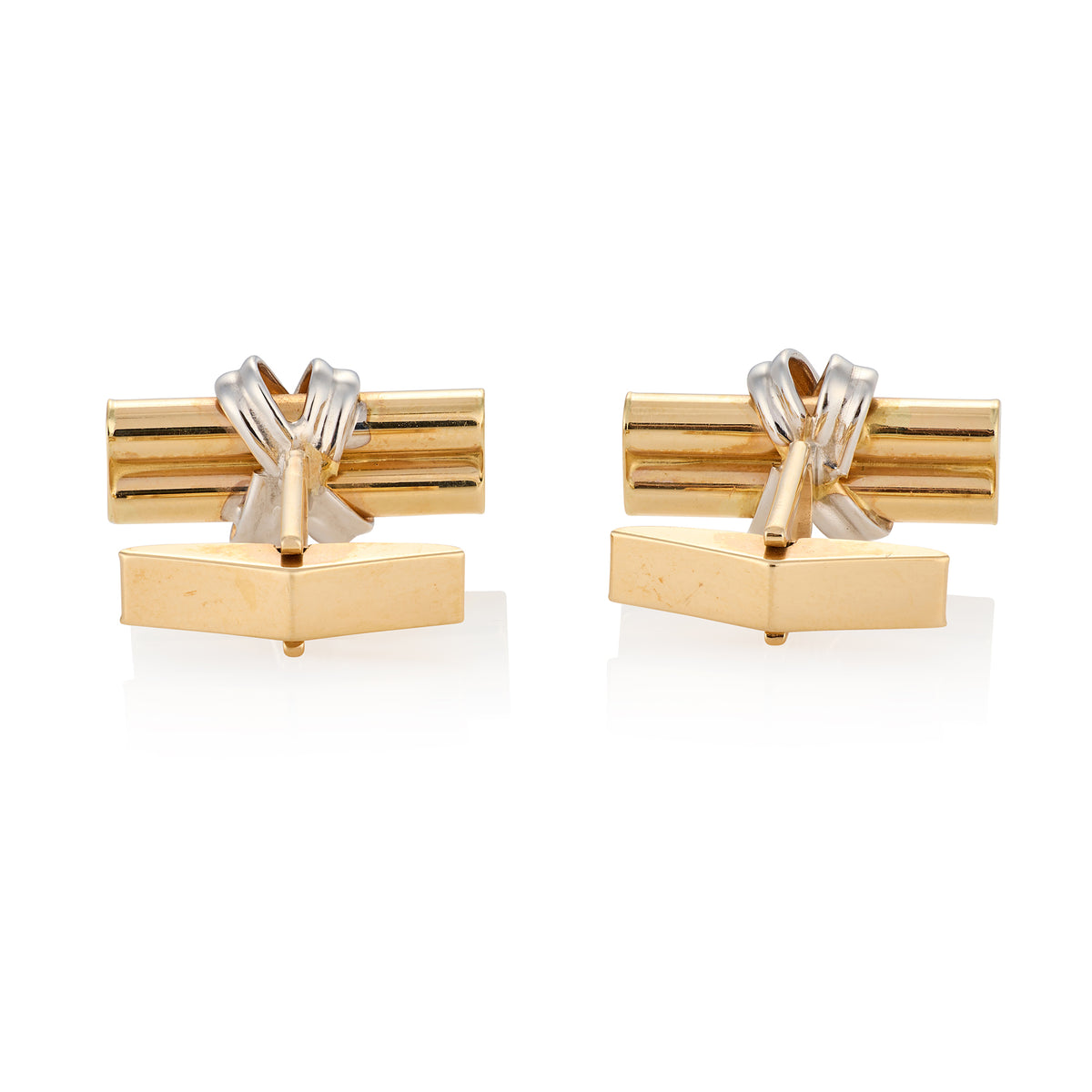 Vintage 14ct Yellow & White Gold Cufflinks, c.1980