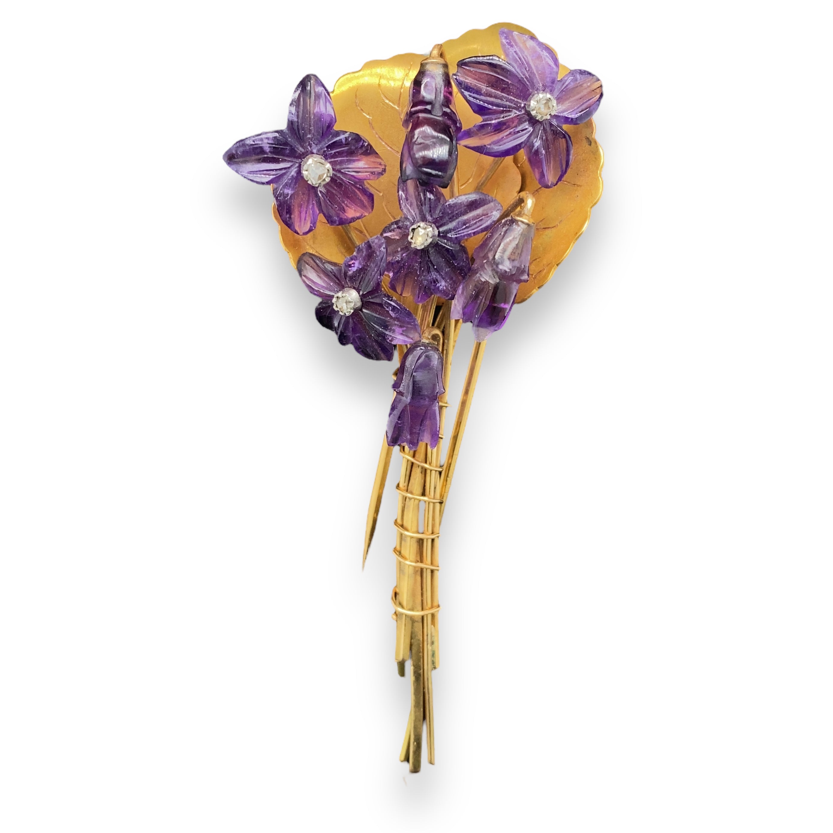 Amethyst, Gold & Diamond Lily Brooch - Wildsmith Jewellery Brooches