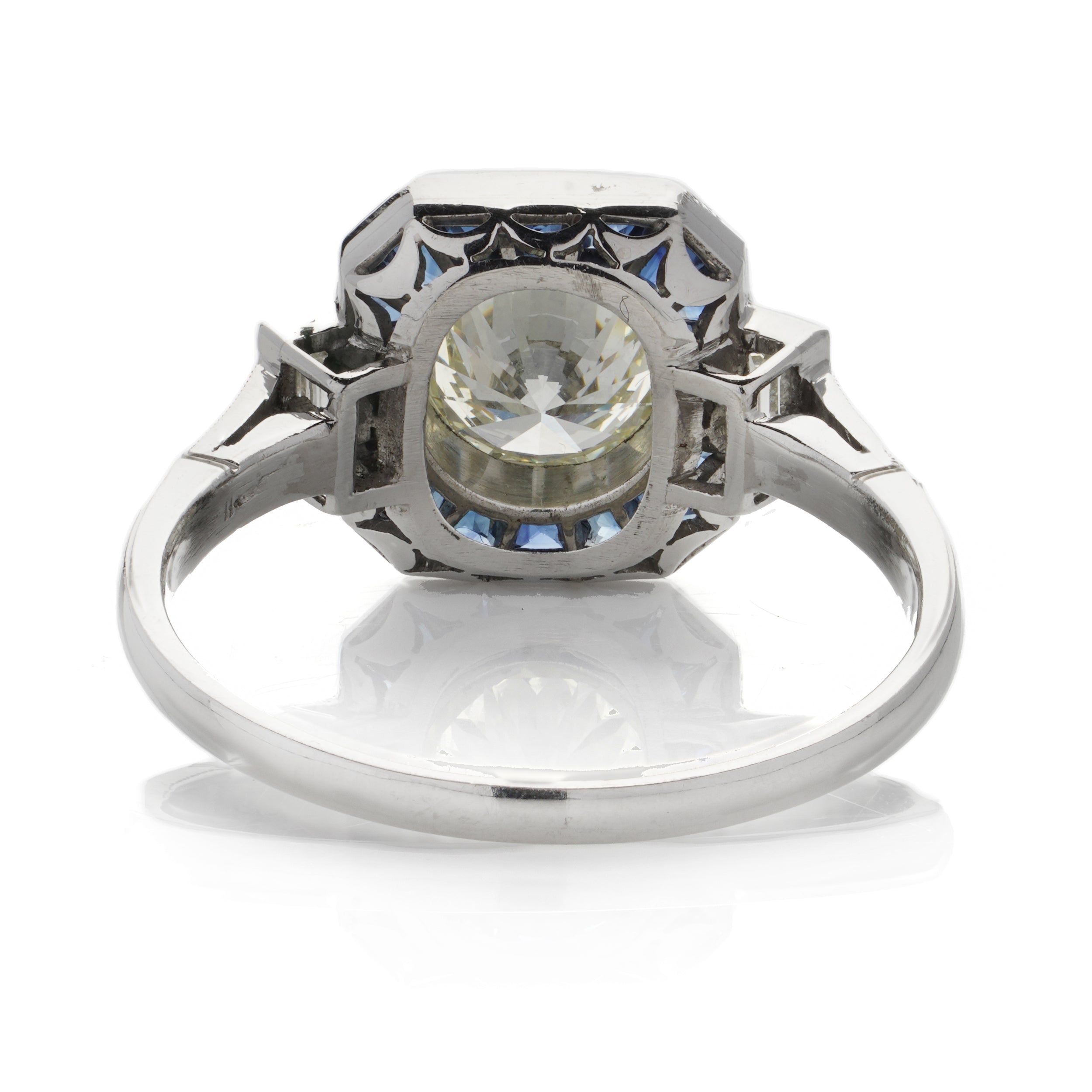 Art Deco Style Sapphire and Diamond Target Ring - Wildsmith Jewellery