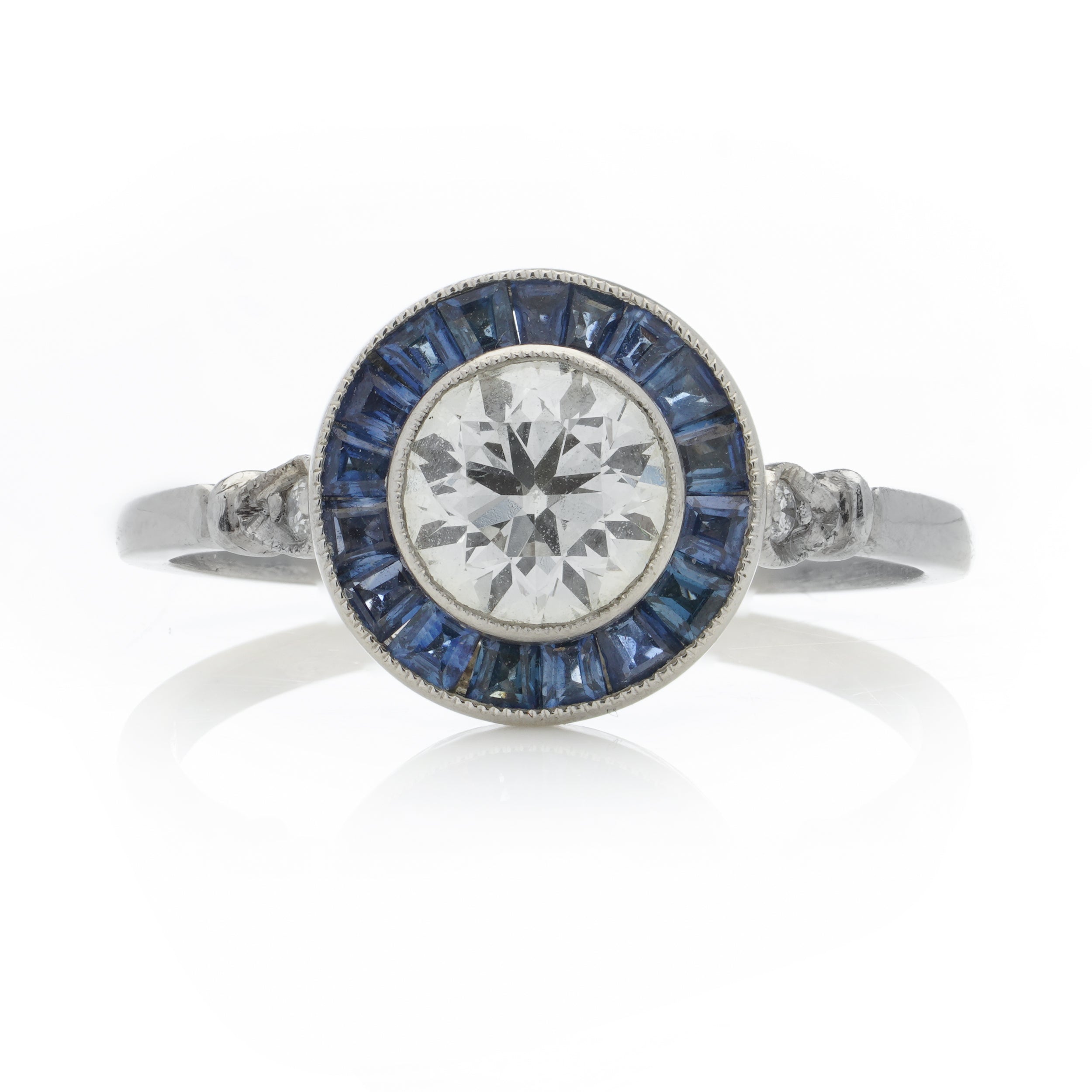 Sapphire & Diamond Target Ring, 0.90cts - Wildsmith Jewellery