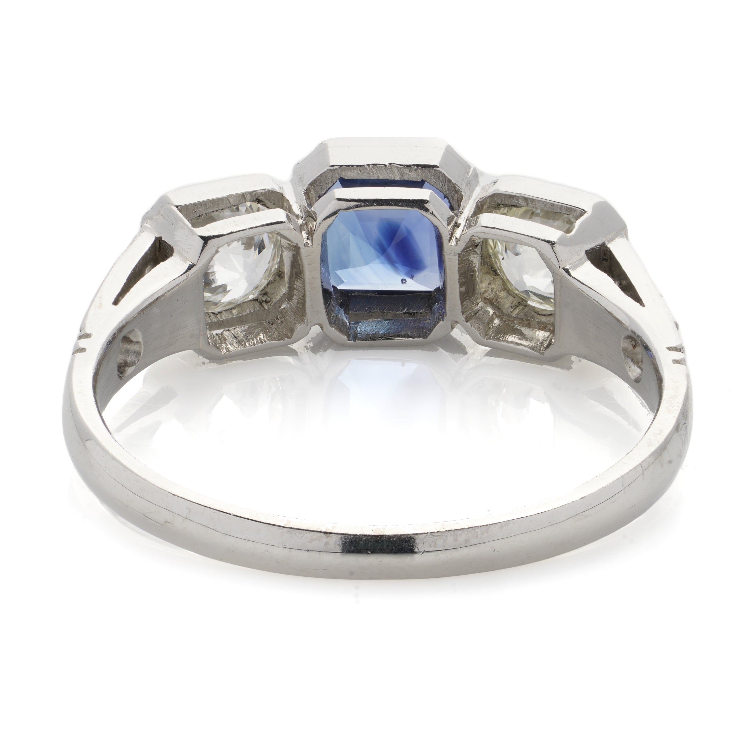 Art Deco Style Sapphire & Old Cut Diamond Ring - Wildsmith Jewellery