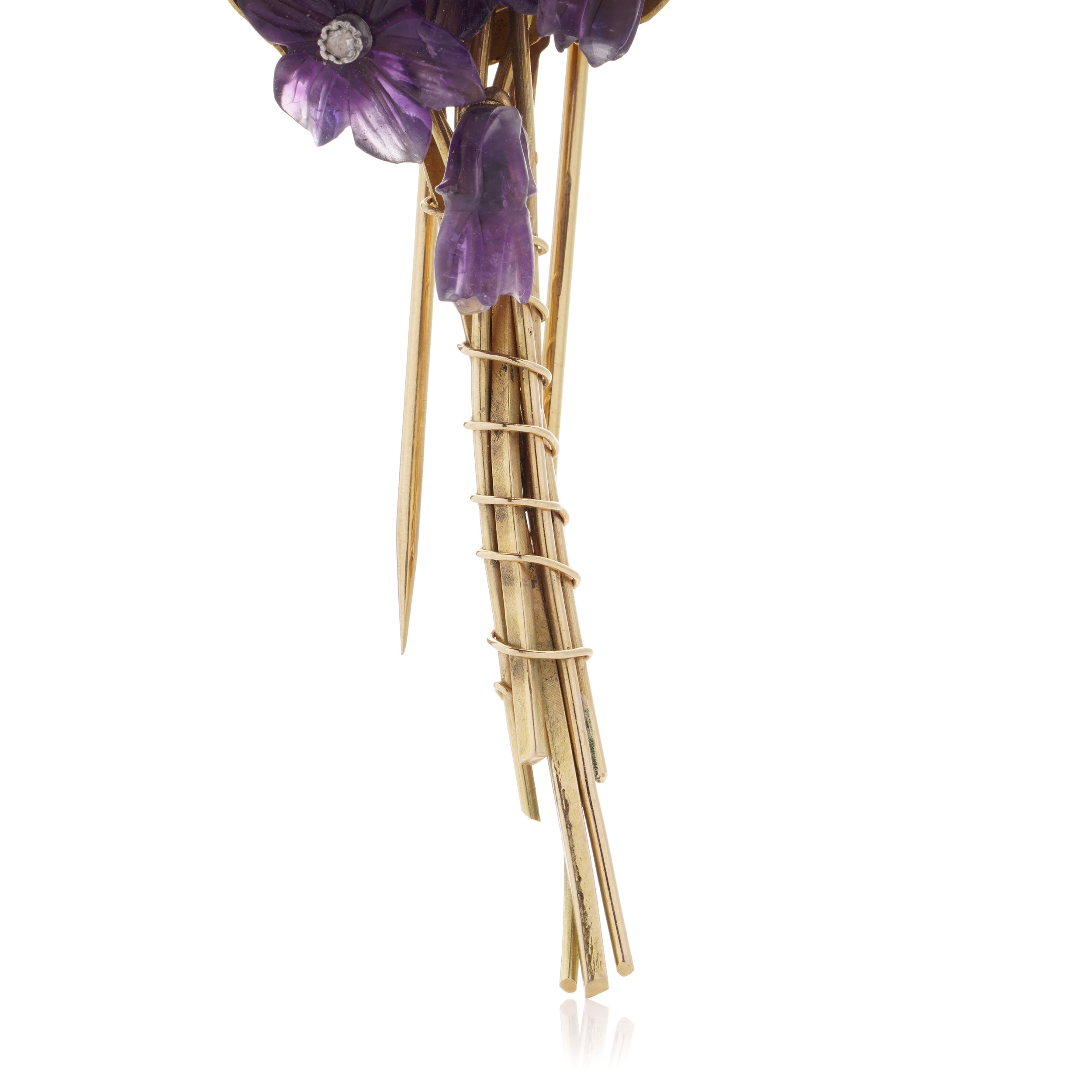 Amethyst, Gold & Diamond Lily Brooch - Wildsmith Jewellery