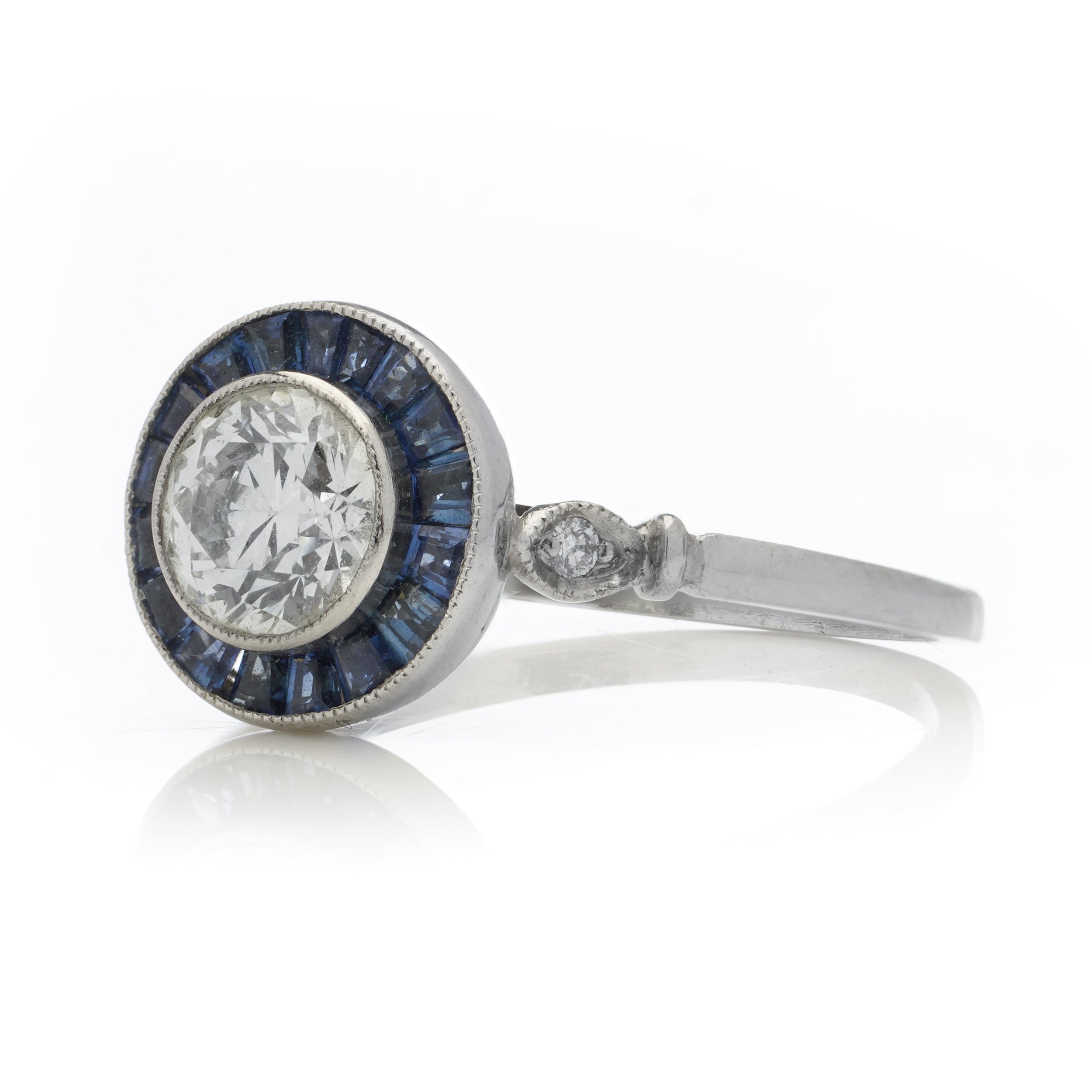 Sapphire & Diamond Target Ring, 0.90cts - Wildsmith Jewellery
