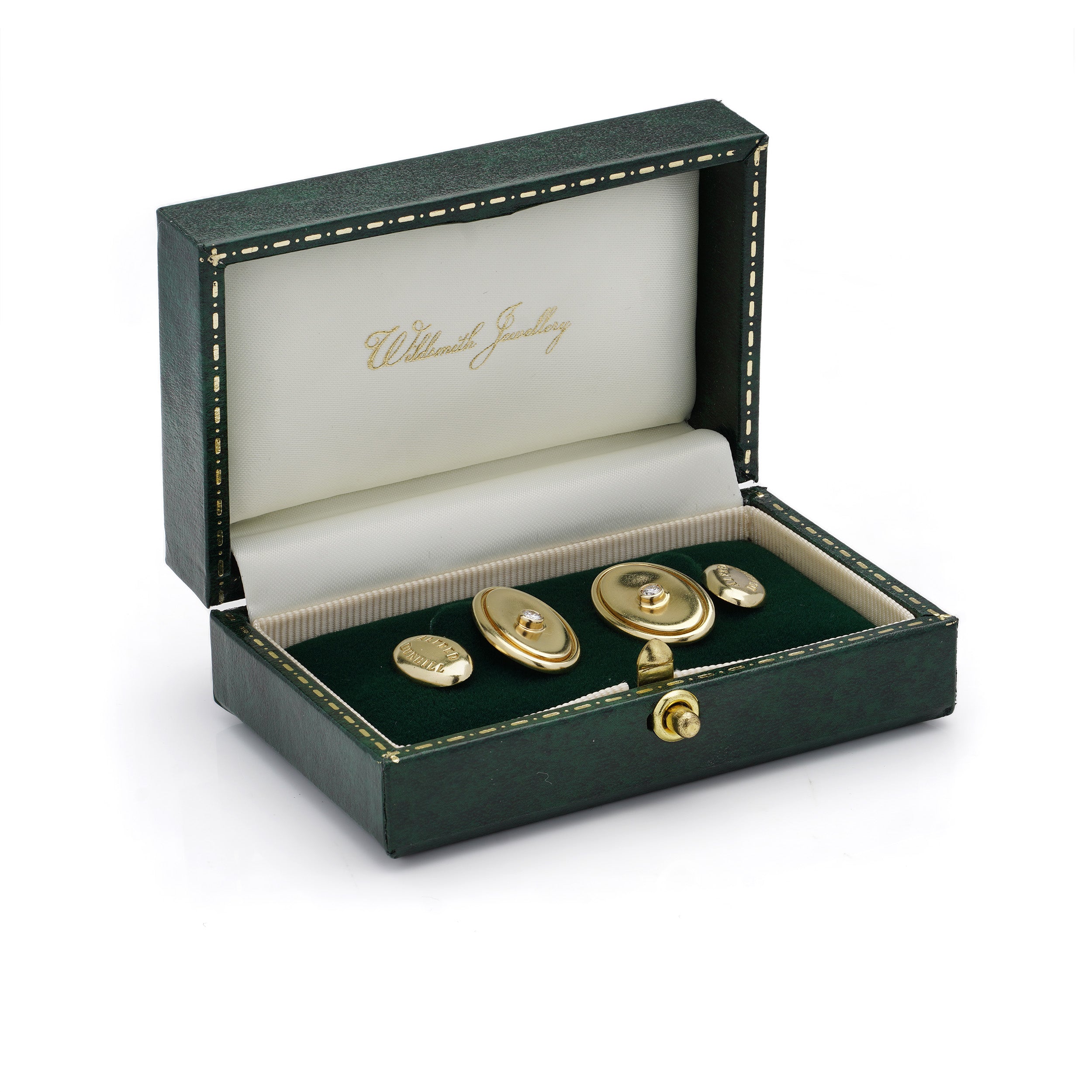 Gold & Diamond Cufflinks by Alfred Dunhill - Wildsmith Jewellery