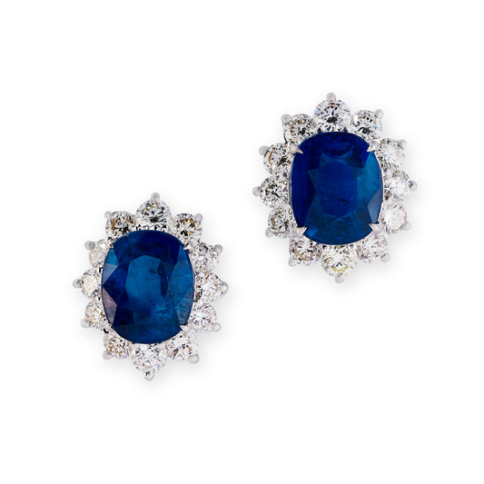 Sapphire & Diamond Cluster Earrings - Wildsmith Jewellery