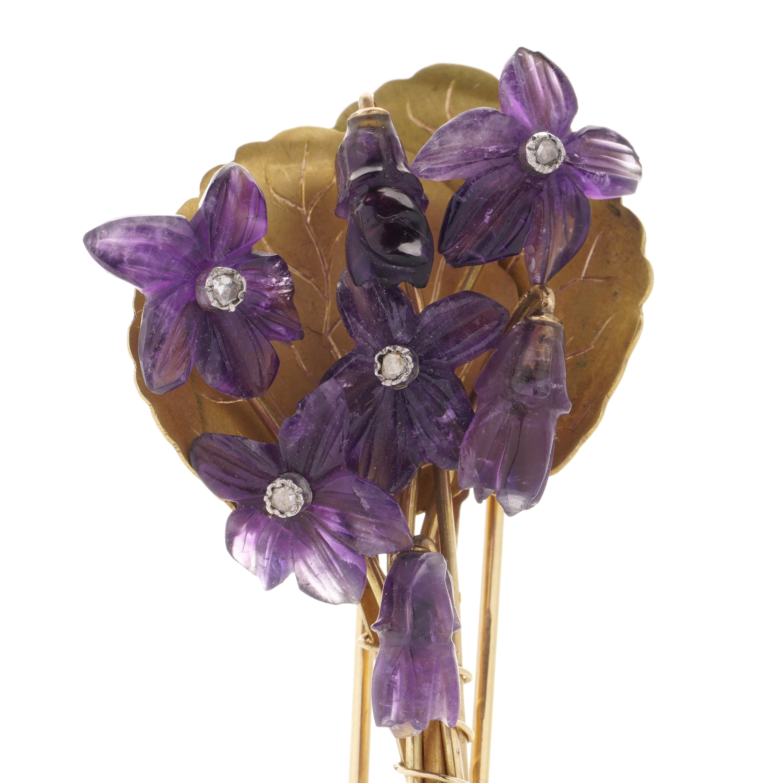 Amethyst, Gold & Diamond Lily Brooch - Wildsmith Jewellery