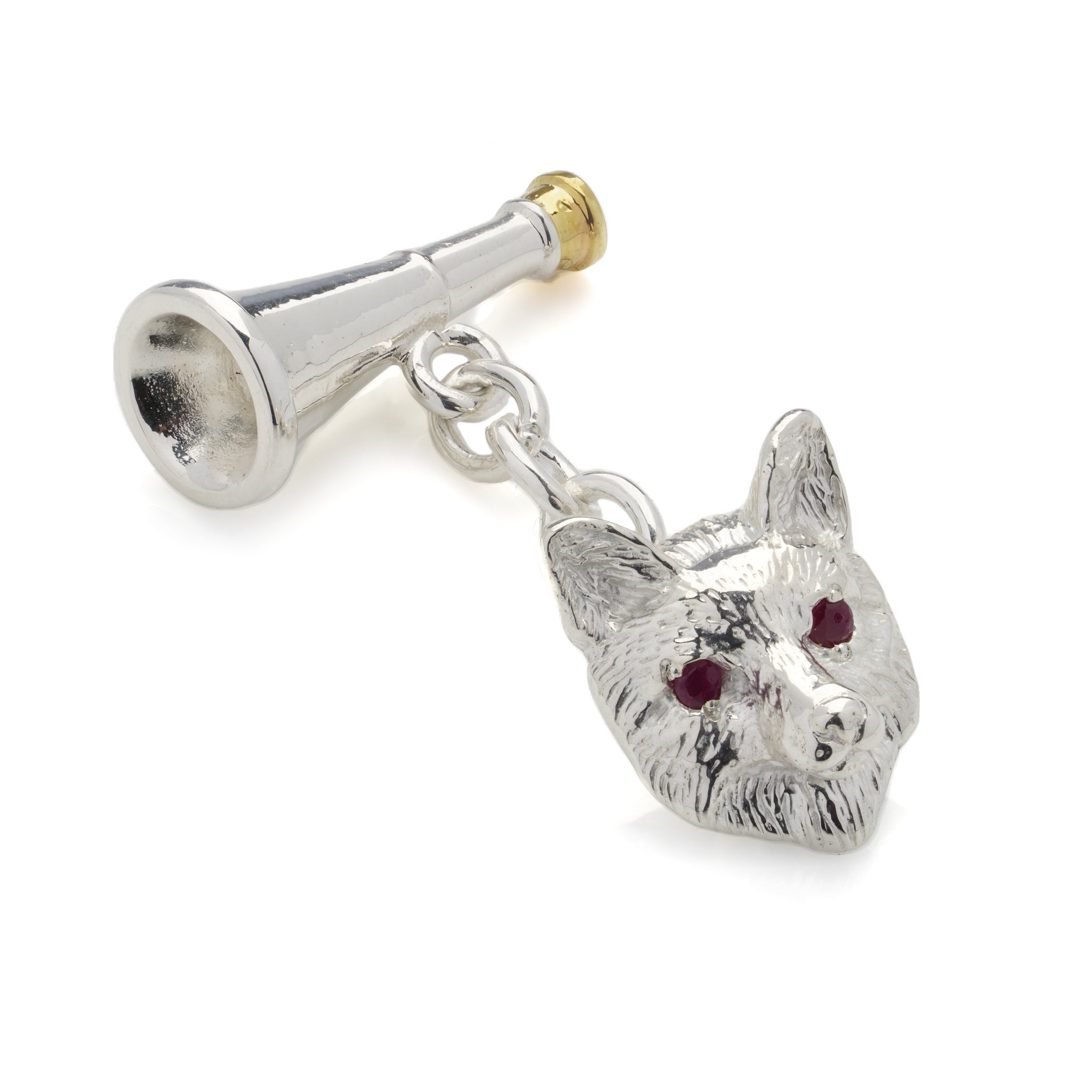 Silver and Ruby Hunting Cufflinks - Wildsmith Jewellery