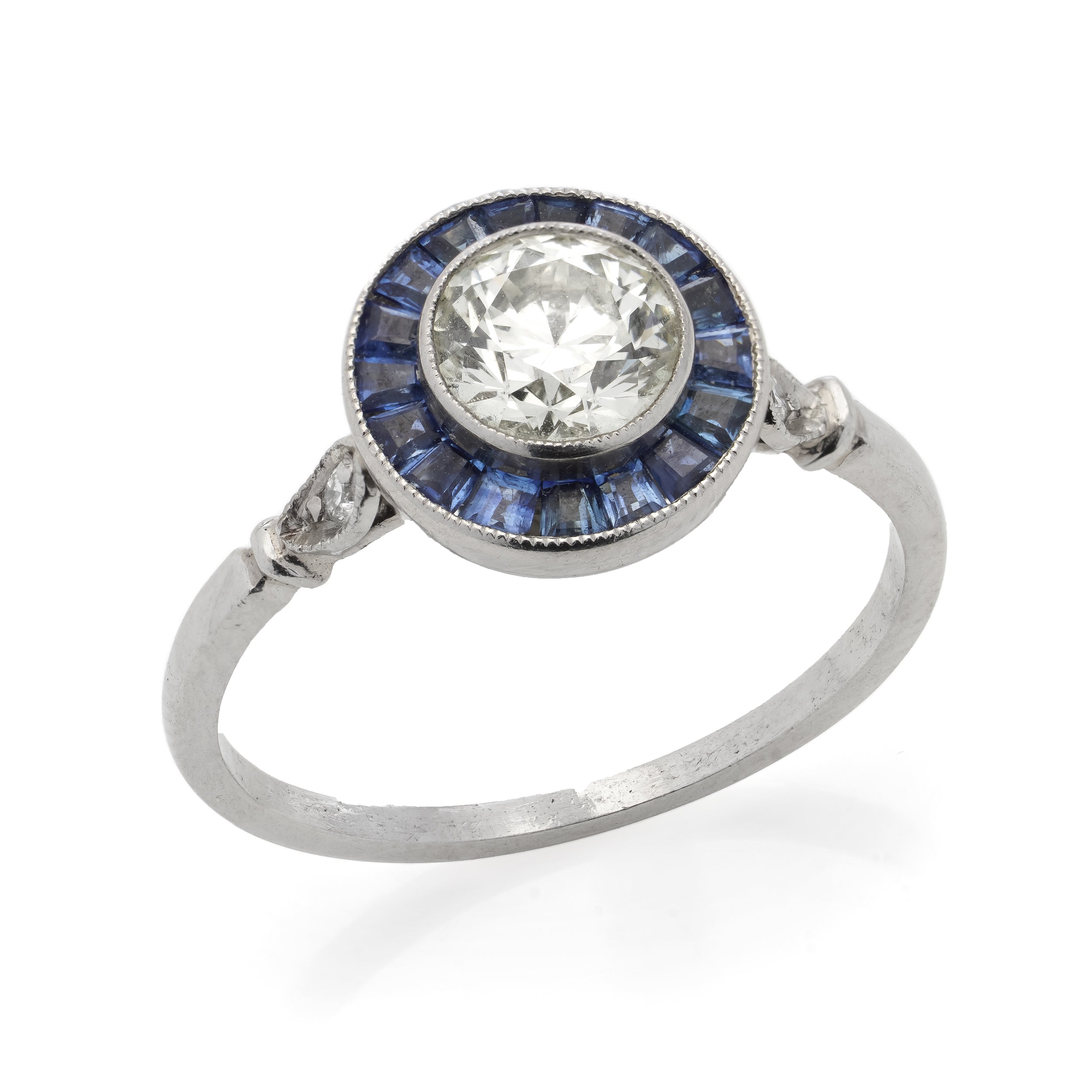 Sapphire & Diamond Target Ring, 0.90cts - Wildsmith Jewellery