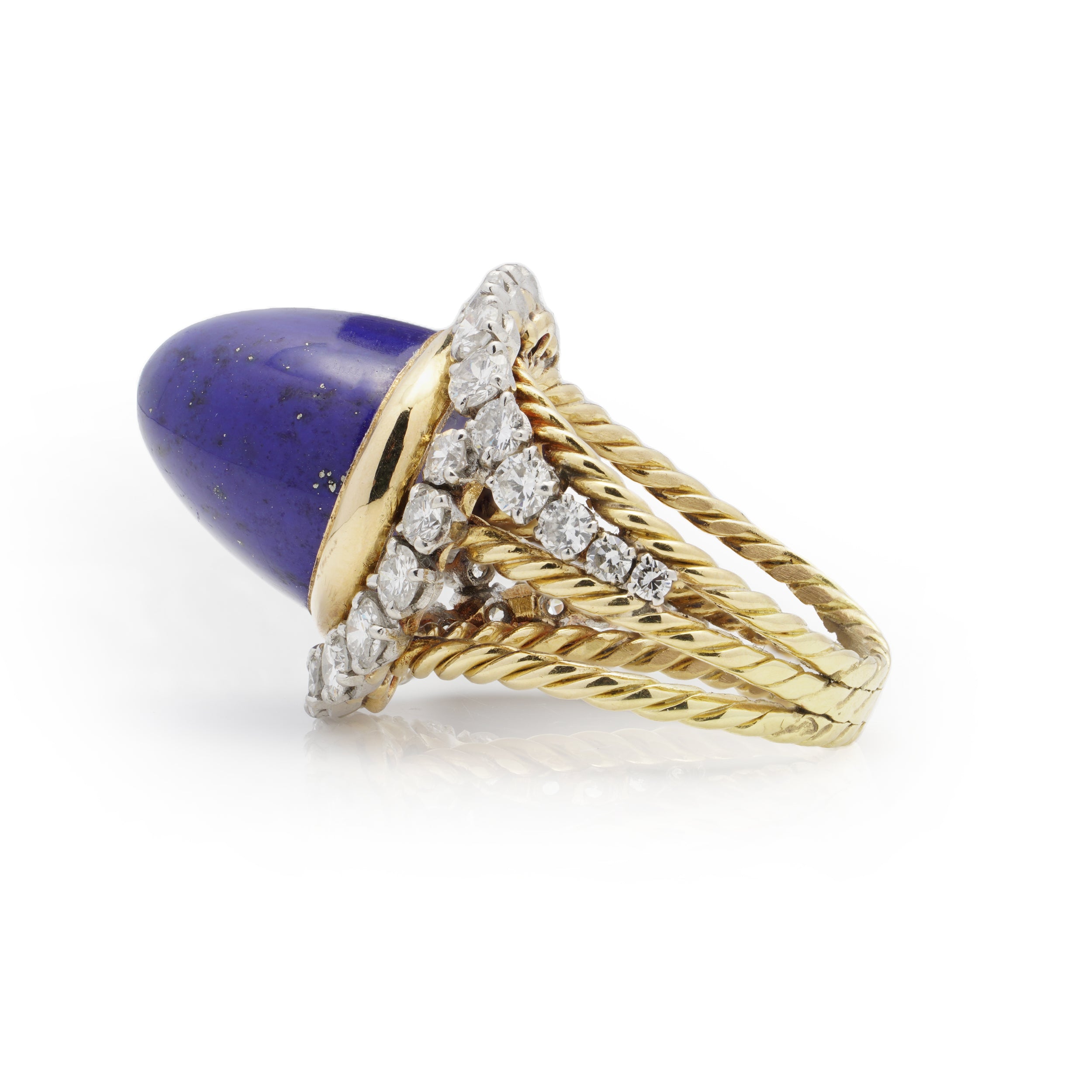 Lapis Lazuli & Diamond Ring, French - Wildsmith Jewellery