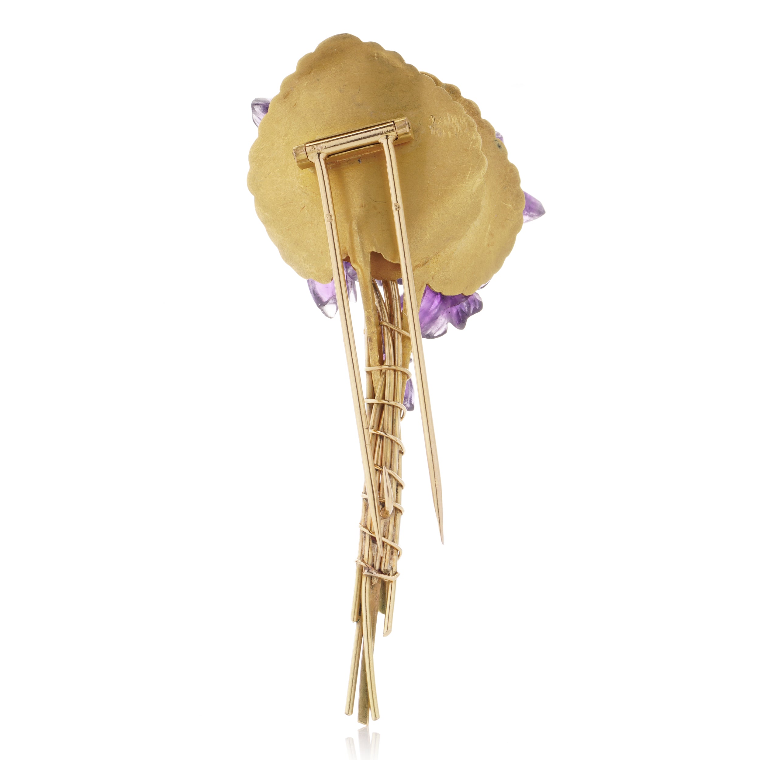 Amethyst, Gold & Diamond Lily Brooch - Wildsmith Jewellery