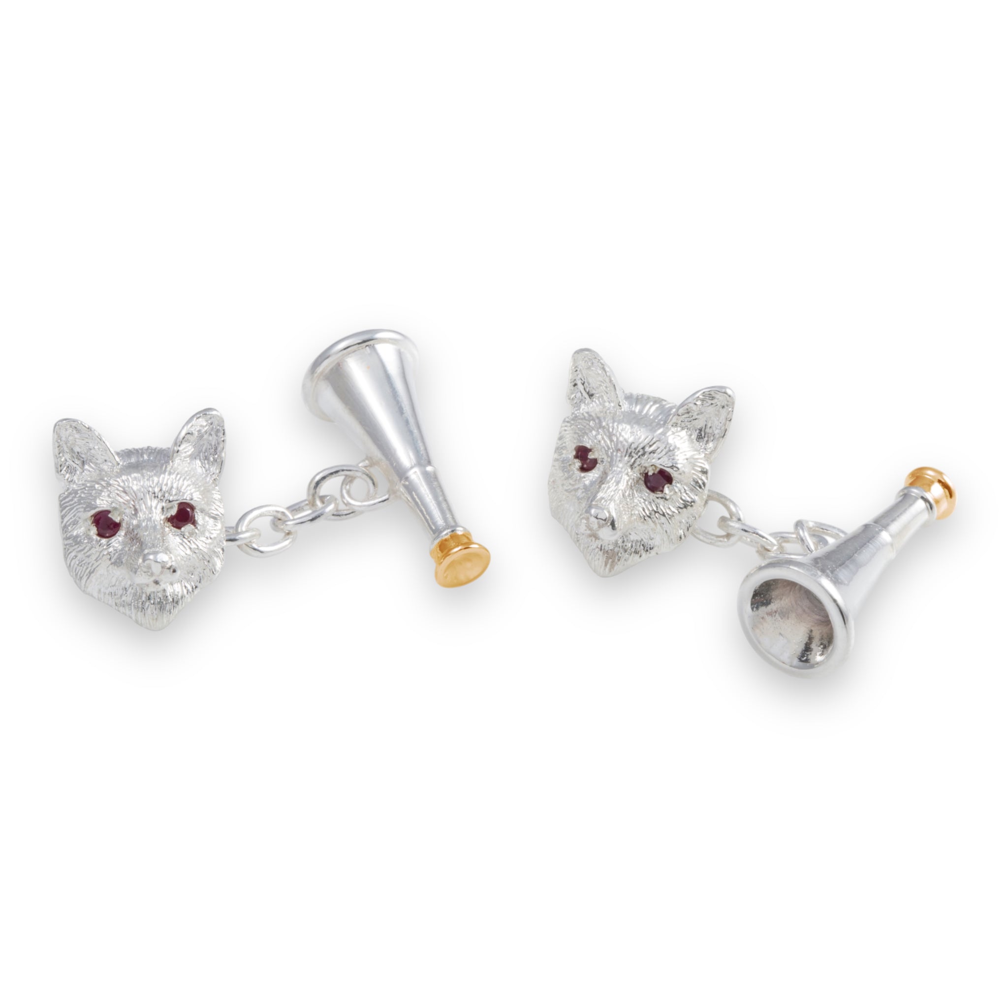 Silver and Ruby Hunting Cufflinks - Wildsmith Jewellery