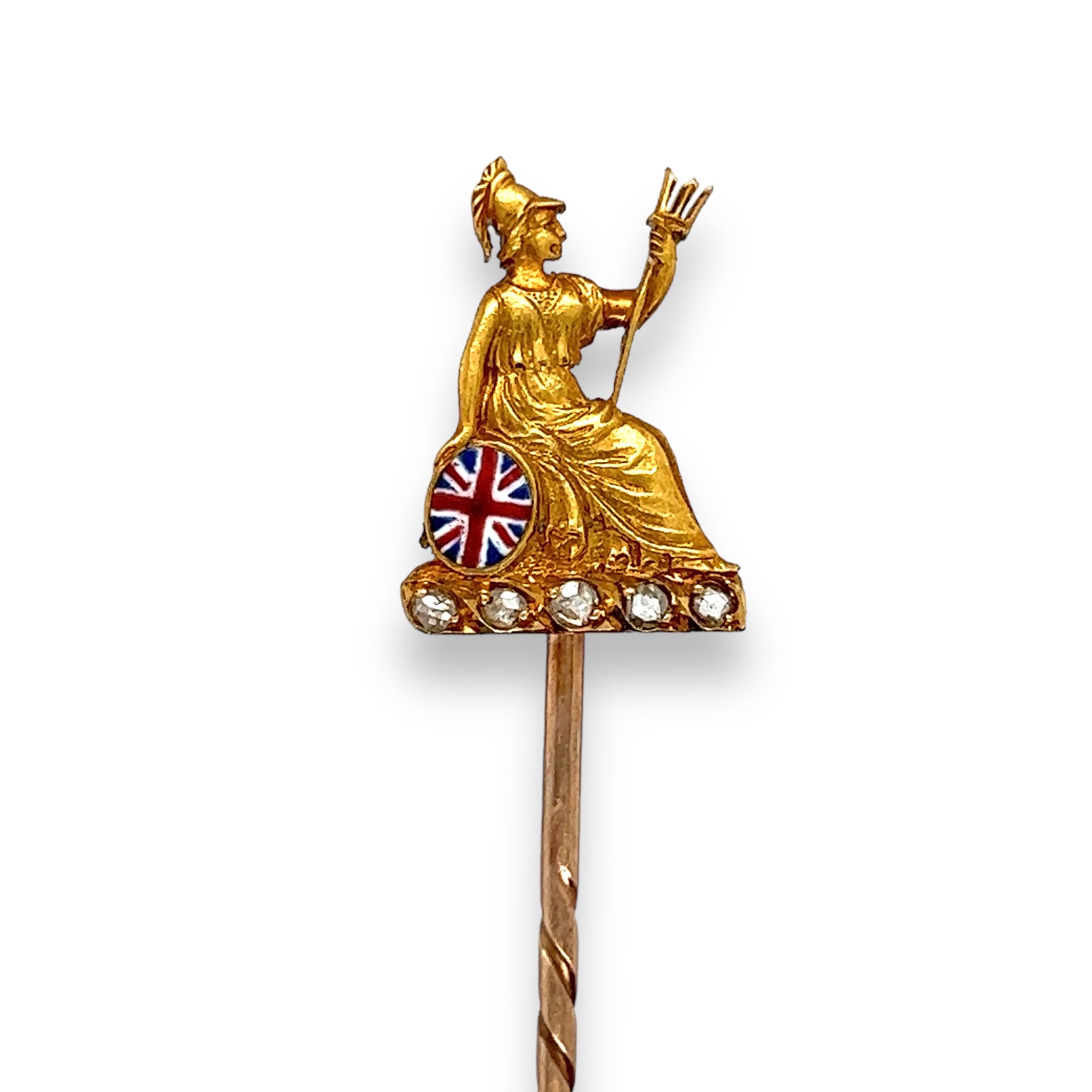 Victorian Diamond & Enamel Stickpin of Britannia - Wildsmith Jewellery