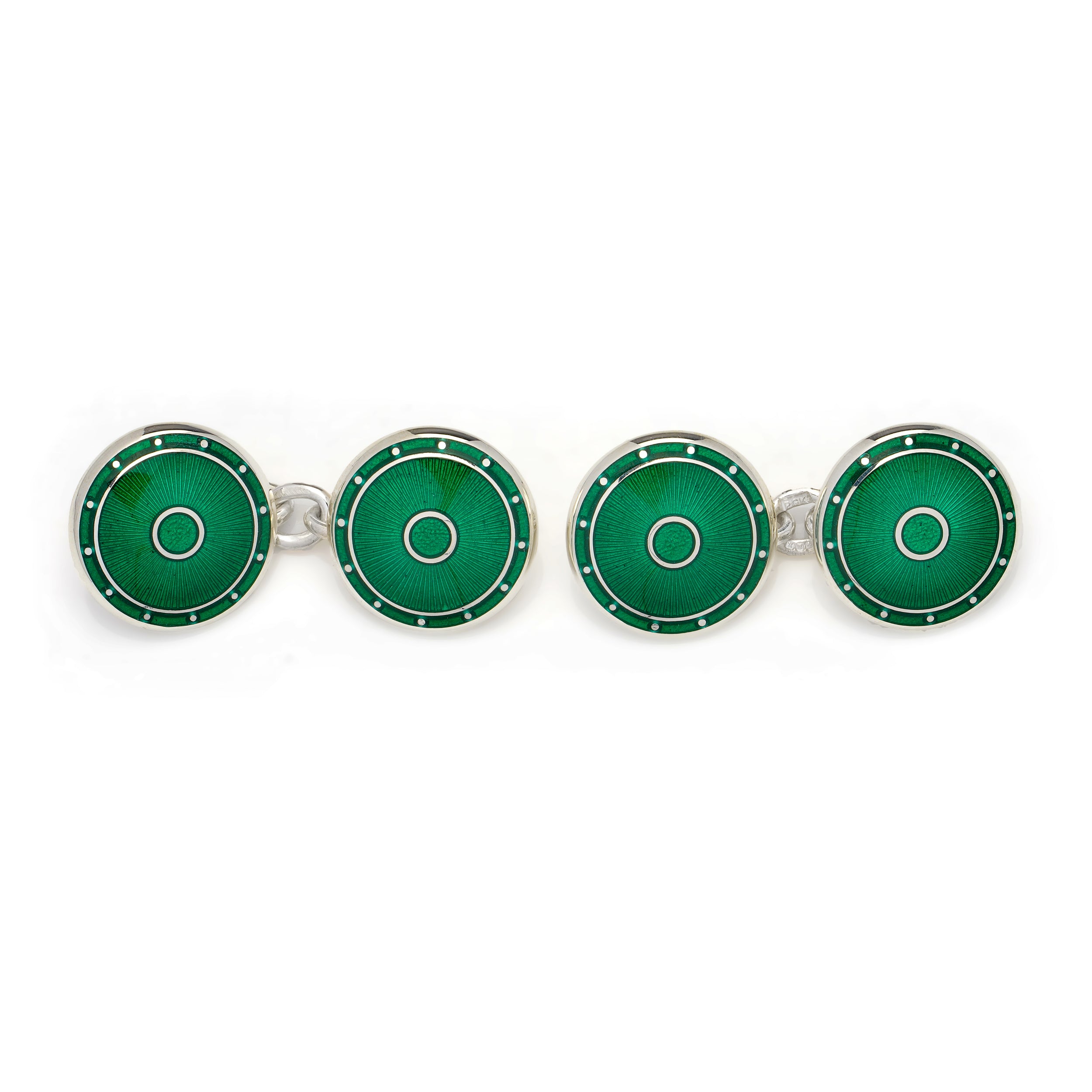 Green Enamel Sterling Silver Cufflinks - Wildsmith Jewellery