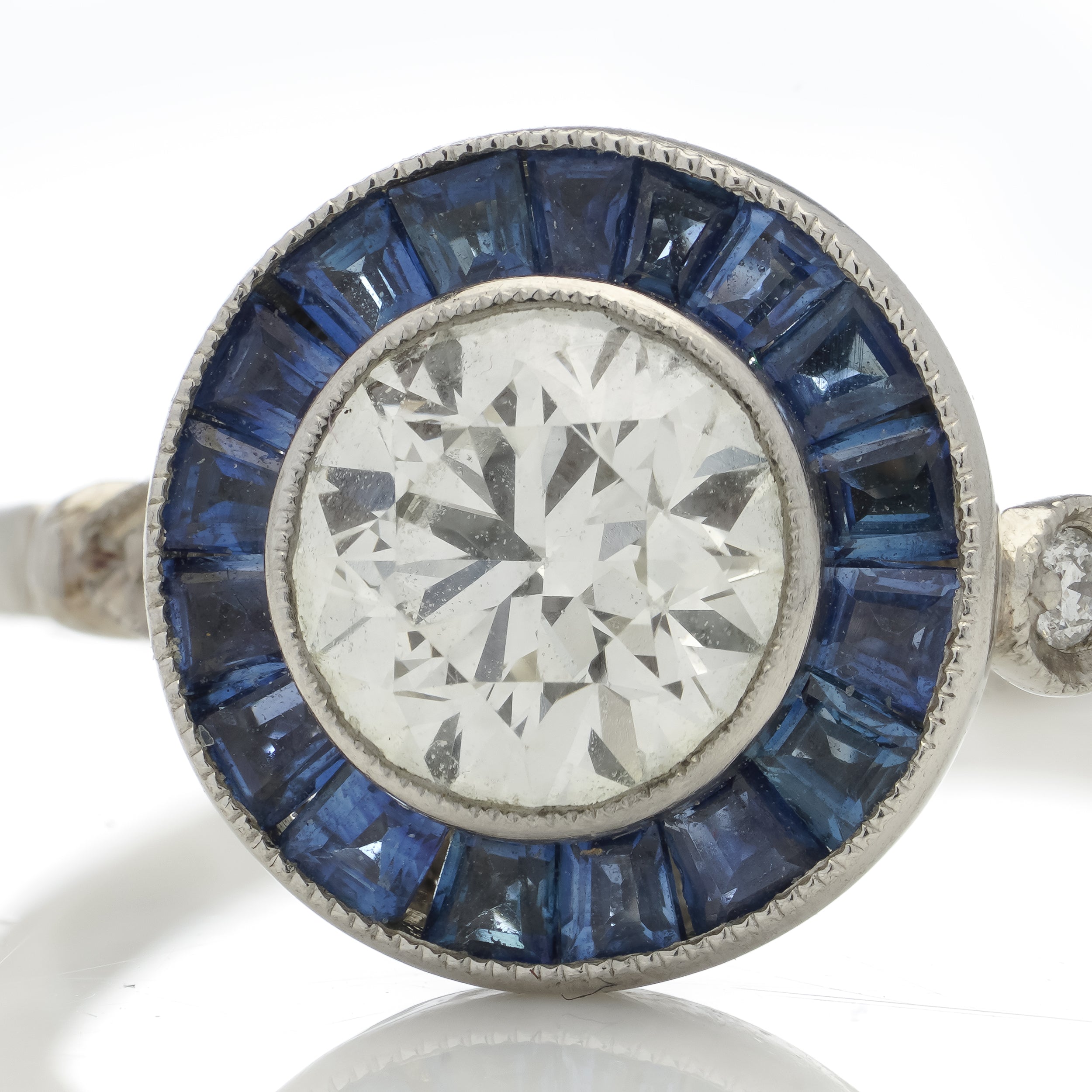 Sapphire & Diamond Target Ring, 0.90cts - Wildsmith Jewellery