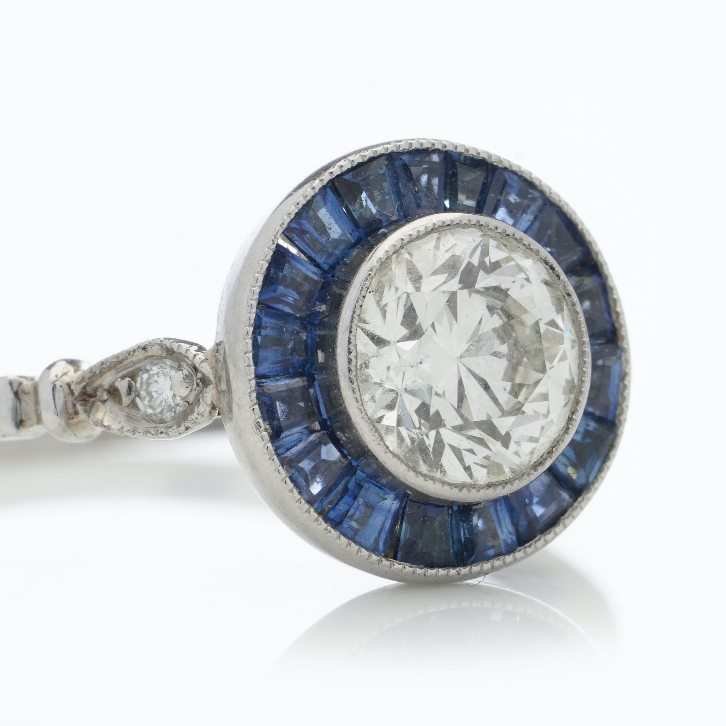 Sapphire & Diamond Target Ring, 0.90cts - Wildsmith Jewellery