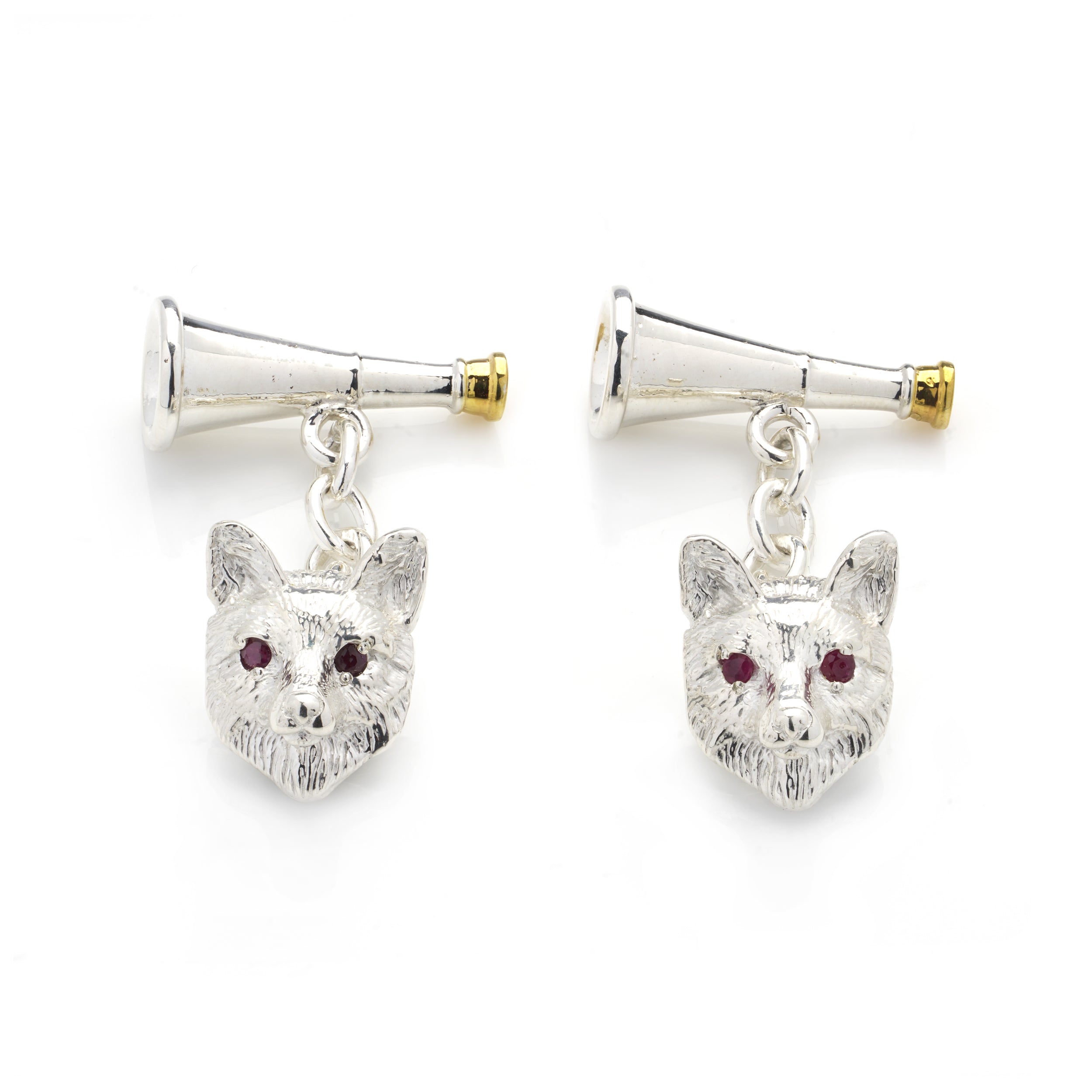 Silver and Ruby Hunting Cufflinks - Wildsmith Jewellery